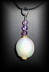 PENDENTIF PERLE+AMETHYSTE ( 10gr/3cm)