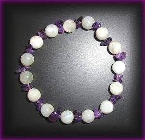 BRACELET PIERRE DE LUNE+AMETHYSTE(20gr/élastique)