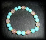 BRACELET CHRYSOPRASE BOULE+QUARTZ ROSE(15gr/élastique)