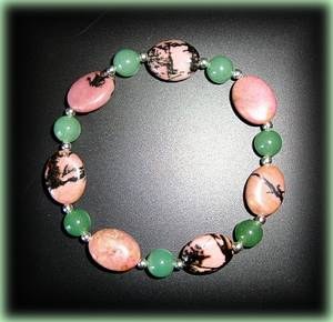 BRACELET RHODONITE+AVENTURINE( 22gr/élastique)