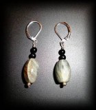 BOUCLE OREILLE LABRADORITE+TOURMALINE(10gr/dormeuse)