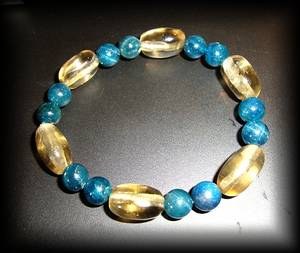 BRACELET CITRINE+APATITE BLEUE(35gr/élastique)