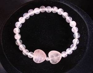 BRACELET QUARTZ ROSE COEUR ( 16gr/élastique)