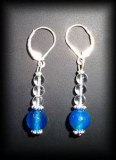 BOUCLE OREILLE AGATE BLEUE+QUARTZ(10gr/dormeuse)