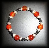 BRACELET CORNALINE+HEMATITE(20gr/élastique)