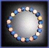 BRACELET DUMORTIERITE+OPALE ROSE(22gr/élastique)