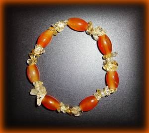 BRACELET CORNALINE+CITRINE( 20gr/élastique)