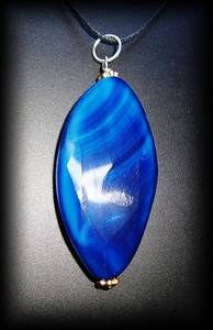 PENDENTIF AGATE BLEUE FACETTEE(20gr/4.9cm)