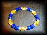 BRACELET LAPIS LAZULI+CITRINE( 18gr/élastique)