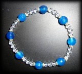 BRACELET AGATE BLEUE+QUARTZ(15gr/élastique)