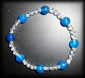 BRACELET AGATE BLEUE+QUARTZ(15gr/élastique)