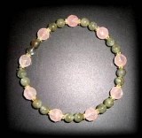 BRACELET LABRADORITE+QUARTZ ROSE2(18gr/élastique)