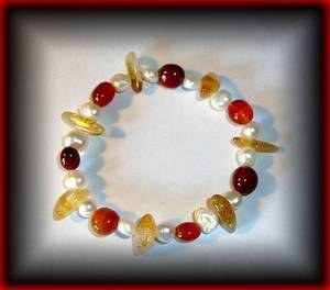 BRACELET PERLE+CORNALINE+CITRINE(20gr/élastique)