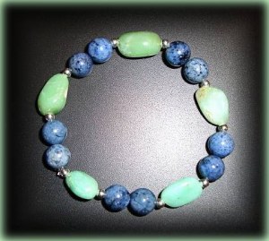 BRACELET DUMORTIERITE+CHRYSOPRASE(20gr/élastique)