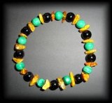 BRACELET AMBRE+MALACHITE+TOURMALINE( 15gr/élastique)