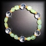 BRACELET JADE+QUARTZ FACETTE ( 28gr/élastique)