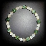 BRACELET SERAPHINITE+PIERRE DE LUNE(20gr/élastique)