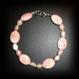 BRACELET PERLE+RHODOCROSITE( 20gr/fermoir)