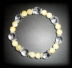 BRACELET CALCITE JAUNE+QUARTZ FACETTE ( 30gr/élastique)