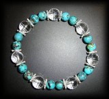 BRACELET TURQUOISE+QUARTZ FACETTE( 30gr/élastique)