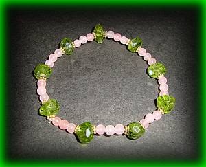 BRACELET PERIDOT+QUARTZ ROSE(16gr/élastique)