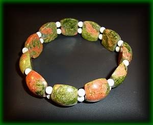 BRACELET UNAKITE+MAGNESITE(43gr/élastique)