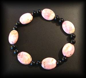 BRACELET RHODOCROSITE+TOURMALINE( 22gr/élastique)