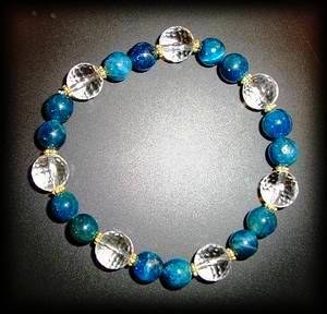 BRACELET APATITE+QUARTZ FACETTE( 30gr/élastique)