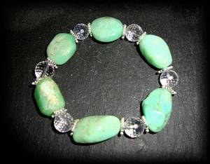 BRACELET CHRYSOPRASE+QUARTZ FACETTE ( 45gr/élastique)