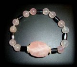 BRACELET MAGNETIQUE+QUARTZ ROSE ( 25gr/élastique)