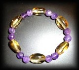 BRACELET CITRINE+AMETHYSTE 2(32gr/élastique)