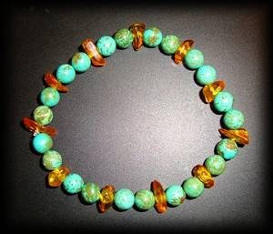 BRACELET TURQUOISE+AMBRE(20gr/élastique)