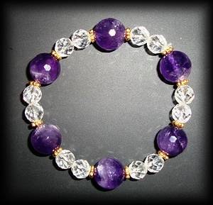 BRACELET AMETHYSTE+QUARTZ FACETTE ( 35gr/élastique)