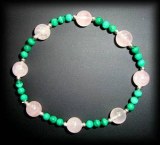 BRACELET QUARTZ ROSE +MALACHITE ( 10gr/élastique)