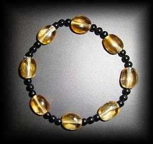 BRACELET PURE CITRINE+TOURMALINE(20gr/élastique)