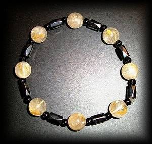 BRACELET QUARTZ RUTILE MAGNETIQUE( 30gr/élastique)