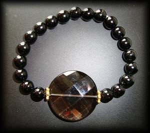 BRACELET QUARTZ FUME+TOURMALINE(35gr/élastique)