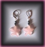 BOUCLE OREILLE QUARTZ ROSE ETOILE+TOURMALINE(6gr/dormeuse)