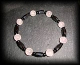 BRACELET QUARTZ ROSE MAGNETIQUE+TOURMALINE (LE TOP!!!) ( 20gr/élastique)