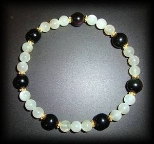 BRACELET OBSIDIENNE+PIERRE DE LUNE(20gr/élastique)