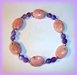 BRACELET RHODOCROSITE+AMETHYSTE( 22gr/élastique)