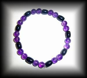 BRACELET AMETHYSTE+TOURMALINE ( 15 gr/élastique)