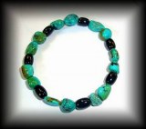 BRACELET TURQUOISE+TOURMALINE 2( 18 gr/élastique)