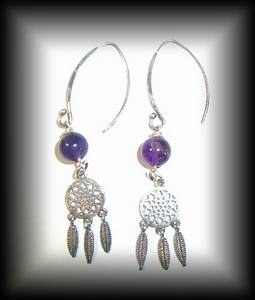 BOUCLE OREILLE AMETHYSTE ATTRAPE REVES ( 10 gr/dormeuse)