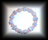 BRACELET CALCEDOINE BLEUE +QUARTZ ROSE ( 30 gr/élastique)