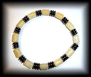 BRACELET CALCITE JAUNE+HEMATITE(20 gr/élastique)