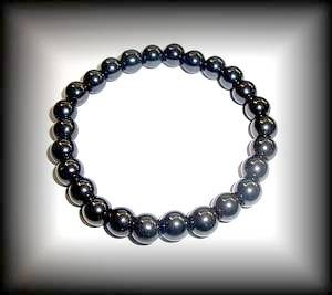 BRACELET HEMATITE MAGNETIQUE( 35 gr/élastique toutes tailles)