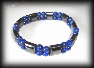 BRACELET LAPIS LAZULI MAGNETIQUE4(LE TOP!!!)( 35gr/élastique)