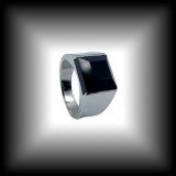 BAGUE ONYX TAILLEE SUR ARGENT RHODIE 0.925(12 gr/taille à préciser 58.60.62)