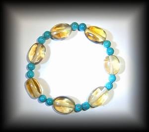 BRACELET TURQUOISE+CITRINE( 30 gr/élastique)